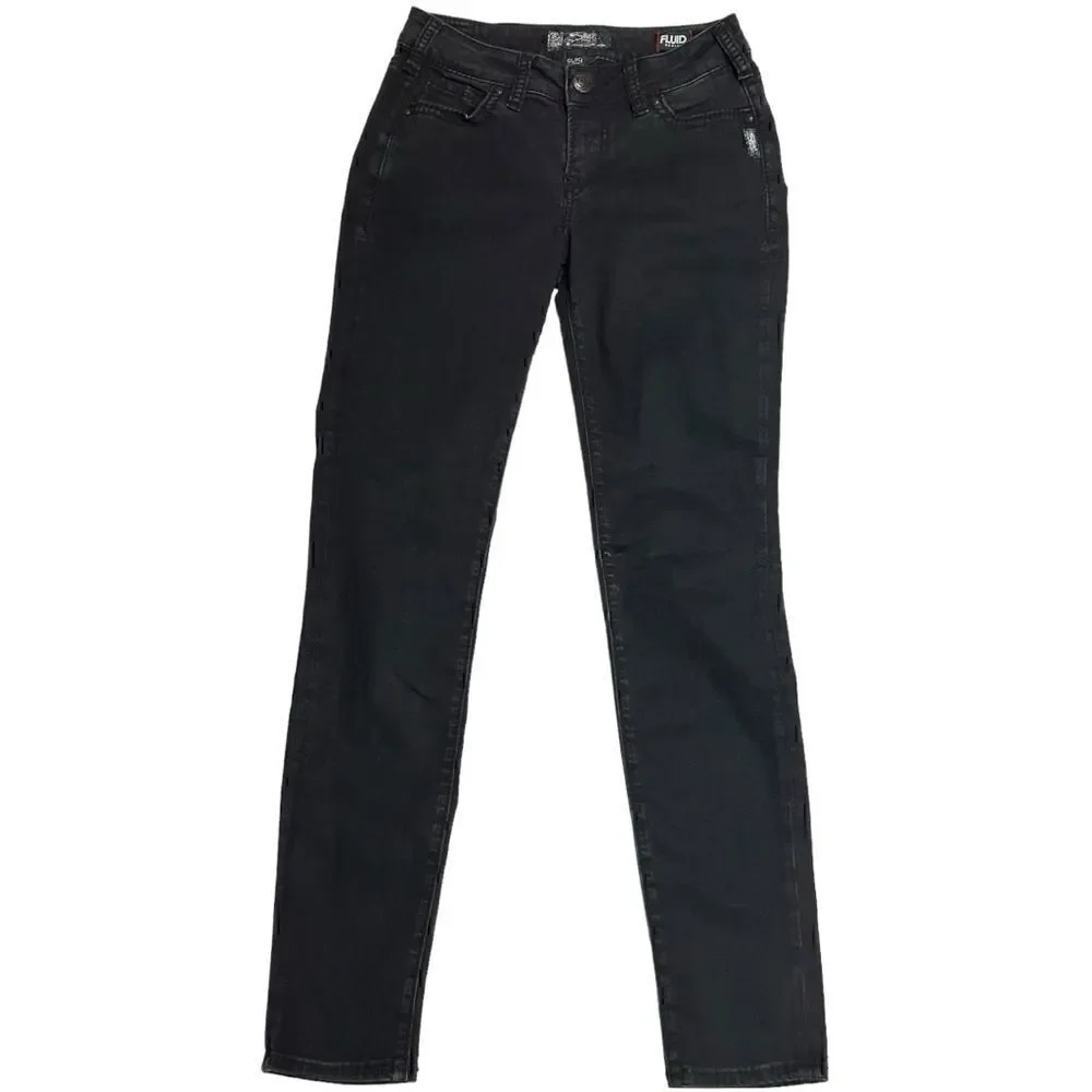 Silver Jeans Suki  Skinny Fluid Denim Black Size 27